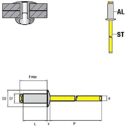 GOEBEL Blindklinknagel AL/ST platte kop 4,0X12MM 2
